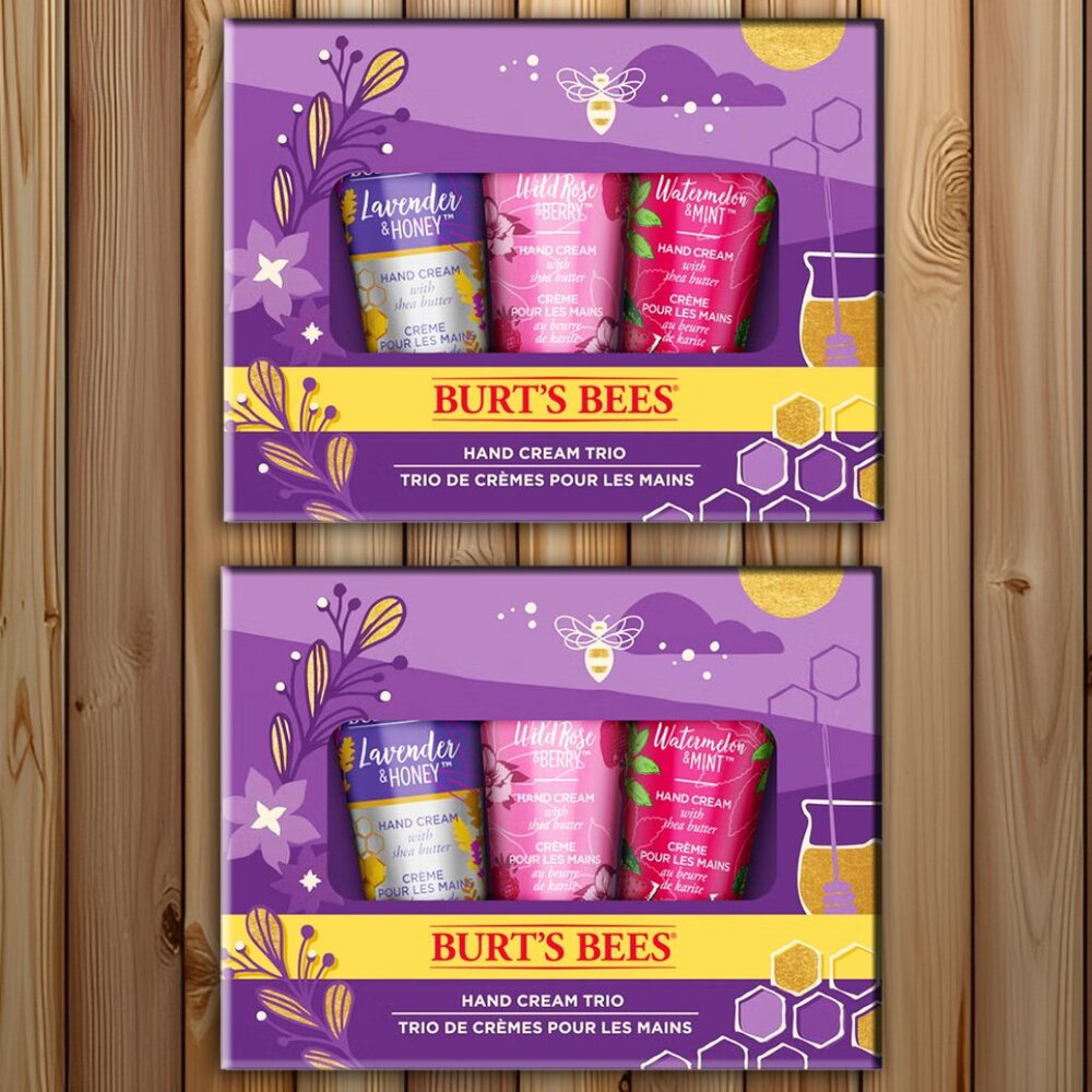 NEW LOT BURTS BEES HAND CREAM TRIO - LAVENDER HONEY, WATERMELON MINT, WILD ROSE